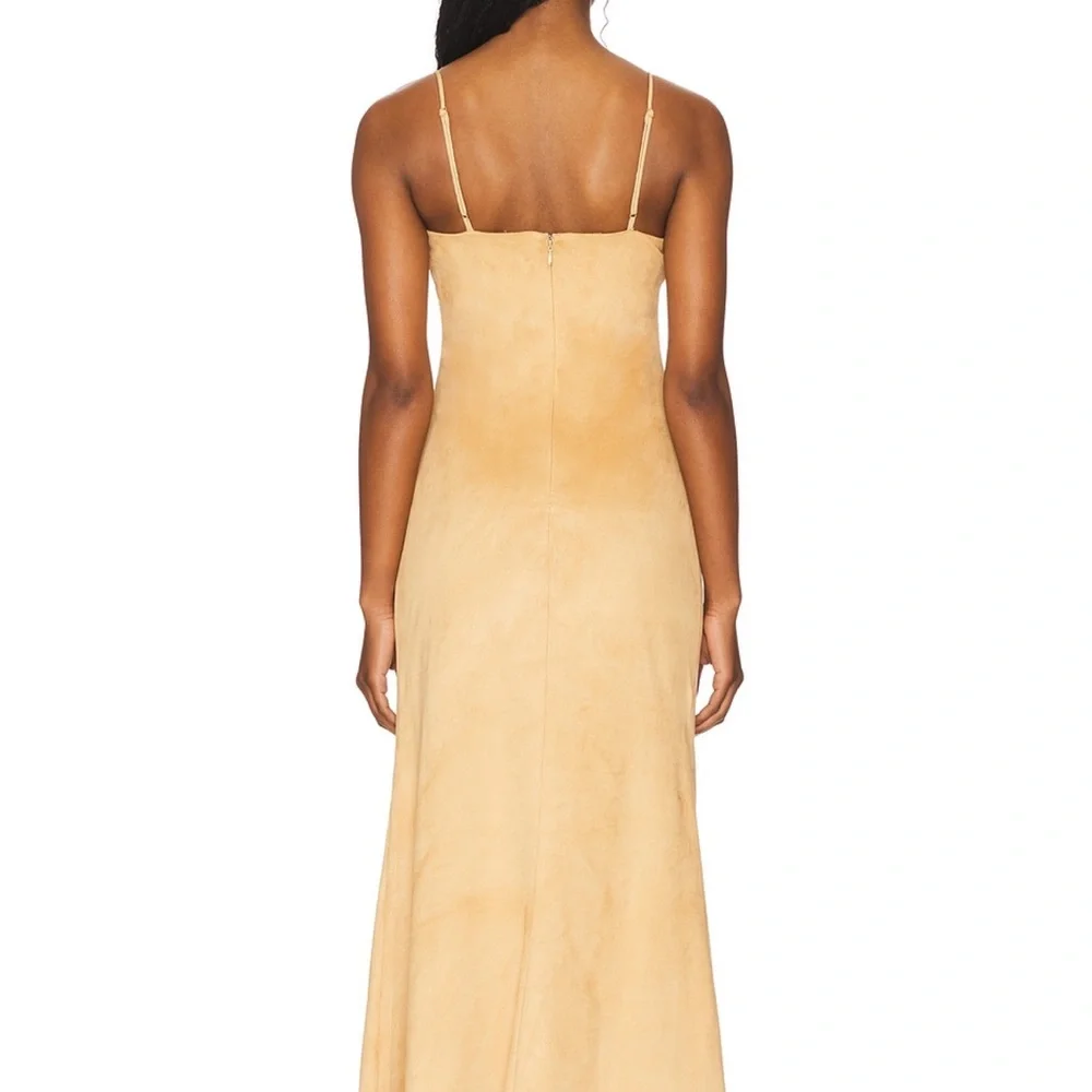Bardot Camel-Beige Maxi/Midi  Dress with Spaghetti Straps - Picture 2 of 5